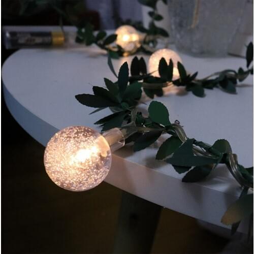Ball Bulb LED String Fairy Light Green Leaf Vine Solar/ USB/ Battery Operated LED Lights Yard Christmas Wedding Party Decoration