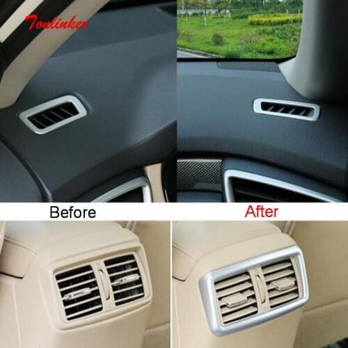 Tonlinker Interior Dashboard small outlet Cover Stickers for Nissan X-Trail 2014-17 Car Styling 3 PCS ABS Chrome Cover stickers