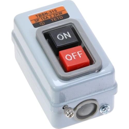 Push Button Power Switch Three Phases Power Control Start Switch AC 380V 15A 3P 2.2KW TBSN-315