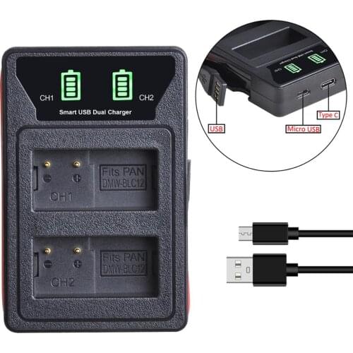 DMW-BLC12 DMW-BLC12E DMW BLC12 Battery Charger with type-C and micro USB port for Panasonic GX8 FZ1000 FZ200 FZ300 G5 G6 G7 GH2