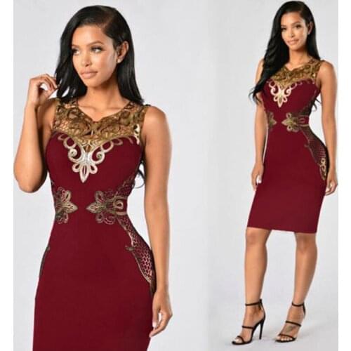 Women Pencil Dress Elegant Lady Summer Floral Print Casual Sleeveless Lace Evening Party Short Mini Plus Size S to XXL Clothing