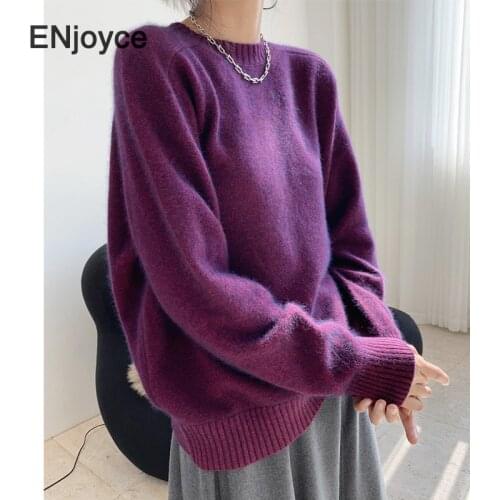 Winter New Warm Raccoon Cashmere Wool Sweater Women Pullover Loose Outside Wear Female Thick Knitted Jumpers Clothes Girl Tops