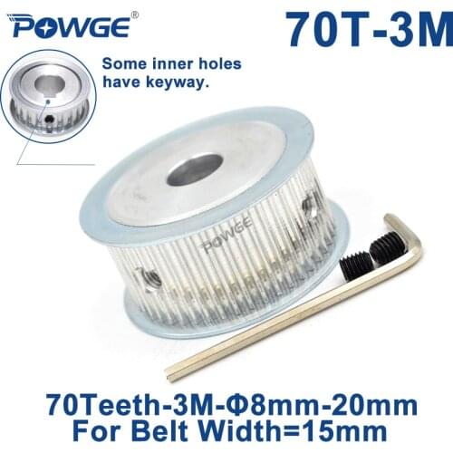 POWGE 70 Teeth HTD 3M Timing Pulley Bore 8/10/12/14/15/16/19/20mm for Width 15mm HTD3M Synchronous Belt gear wheel 70T 70Teeth