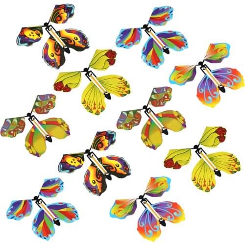 10 PCS Flying In The Book Fairy Rubber Band Powered Wind Up Butterfly Toy Magic Flying Butterfly Great Surprise Gifts For Kids