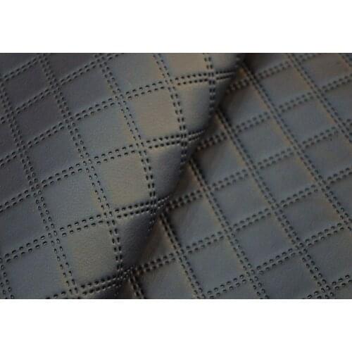 100*140cm PU leather Faux Leather Fabric embroidered black plaid fabric car interior roof fabric plaid car seat cushion fabric