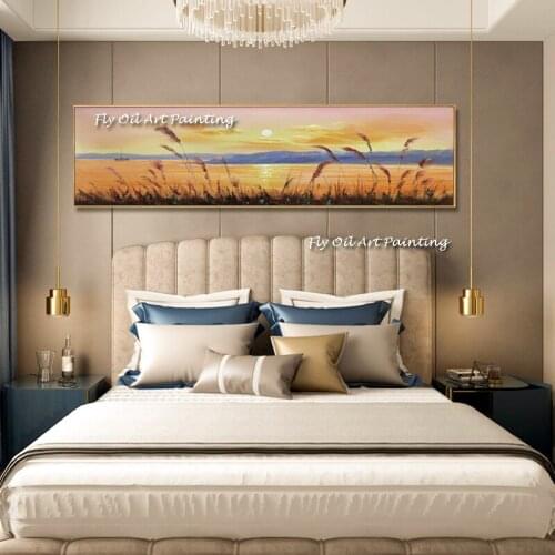 100% Handmade Modern Wall Art Sunset Decorative Canvas Painting Nature Seascape Pictures For Living Room