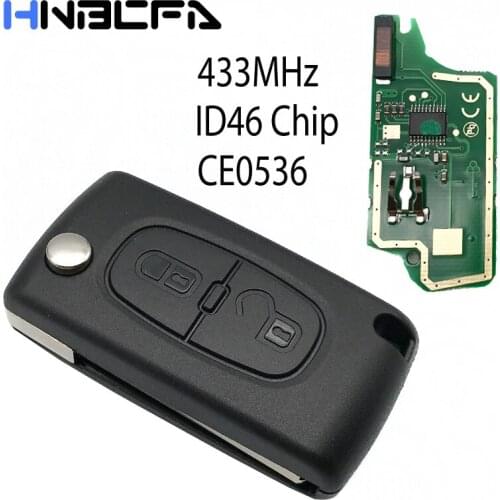 2 Buttons 433Mhz Remote Car Key For Peugeot 307 408 308 207 208 Blade Key With ID46 Chip CE0536 VA2 /HU83 Blade