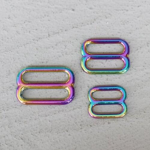 20 Pcs 15/20/25mm Colourful Metal Adjust Buckle Tri Glide Slide Buckle Middle Center Bar Adjuster for Leather Craft Bag Strap