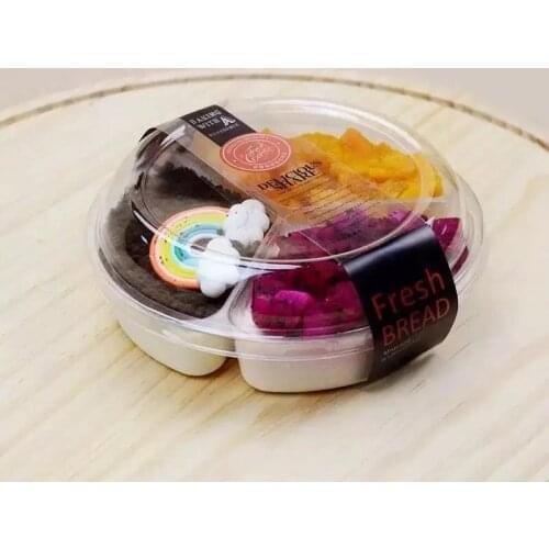 20pcs Clear Transparent Plastic Round Cake Box Three Compartments Container Wedding Birthday Party Baking Package Box