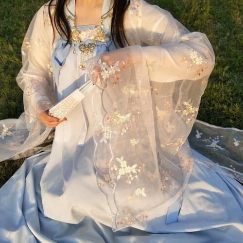 2021 women hanfu tang dynasty cosplay costume chinese embroidery flower dance vintage costume elegant improved ancient suit