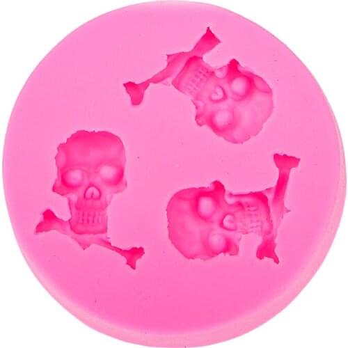 3 skull Silicone Mold chocolate Fondant moulds baking DIY party cake Decorating Tools Free Shipping F0492