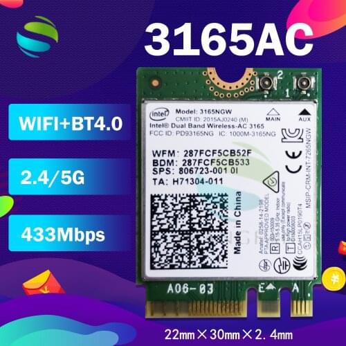 3165NGW Wifi Bluetooth BT 4.0 NGFF 802.11ac WLAN Card intel Wireless-AC 3165 433m SPS:806723-001 for HP ProBook 11 G1 3165AC