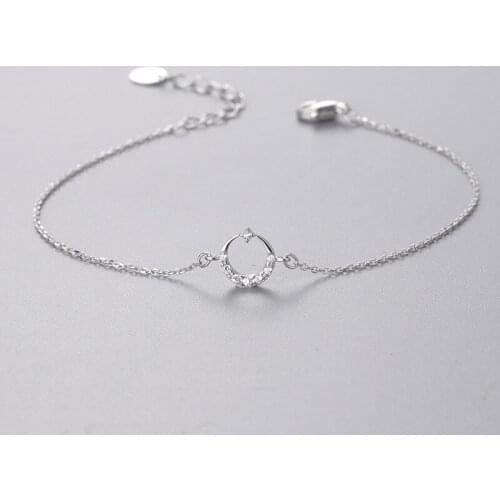 925 Sterling Silver Bracelet Geometric Moon Simple Small Fresh Boudoir Bracelet Birthday Jewelry