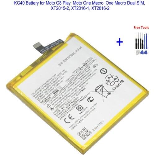 1x 4000mAh KG40 Battery For Motorola Moto G8 Play Moto One Macro, One Macro Dual SIM, XT2015-2, XT2016-1 /2+ Repair Tools kit