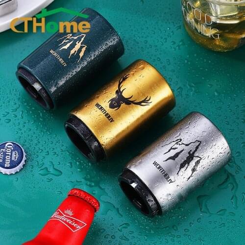 NEW Sika Deer Stainless Steel Automatic Beer Bottle Opener Various Patterns Magnet Beer Opener Party Automatic Press Corkscrew