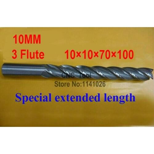 Free shipping 1pcs 10mm 3 Flute HSS & Special extended length Aluminium End Mill Cutter CNC Bit Milling Machinery Cutting tools
