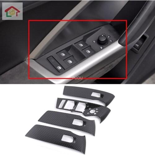 For Audi Q3 2019 2020 ABS Matte Carbon Fibre LHD Car Accessories Window Glass Lift Control Switch Panel Cover Trims