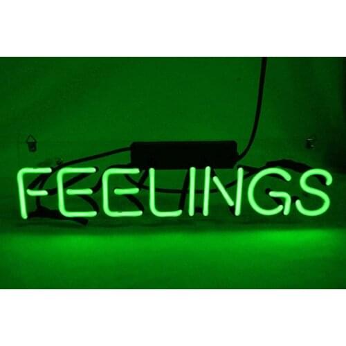 14“ Feelings Green Acrylic Custom Neon Light Lamp Sign Beer Handmade Real Glass Decorate Home Wall Room Windows Tube Artwork