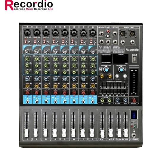 GAX-GL8 8 Channel Blueteeth Digital Mixer Console Audio Professional Karaoke dj Controller/audio Console Mixer With USB