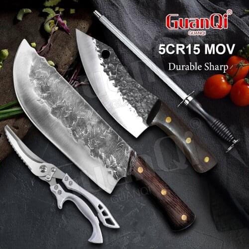 Handmade Forged Kitchen Knife Meat Cleaver Butcher Fish Knife Wood Handle Meat Chopping Cleaver Slicing Chef Knife Cooking Tools