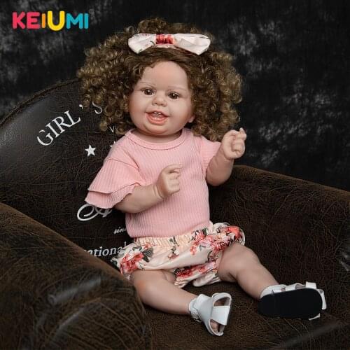 KEIUMI 22 Inch Full Silicone Reborn Baby Doll Realistic Reborn Dolls Bebe Alive Doll Bath Toy For Girls Child Birthday Gifts