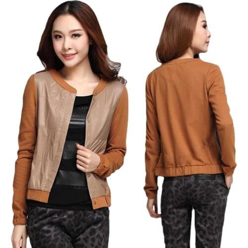 Small thin casual jacket ladies spring and autumn short color-blocking jacket loose large size top Korean version of the wild
