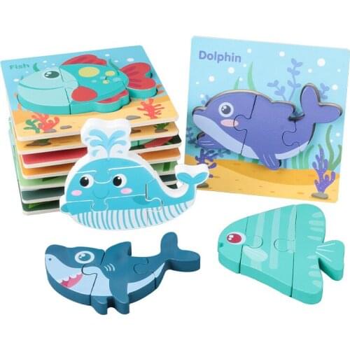 Montessori Materials Toy 3D Puzzle Baby juguetes Wooden Educational Toys For Children Kids Animals Brain Learning Match Bricks