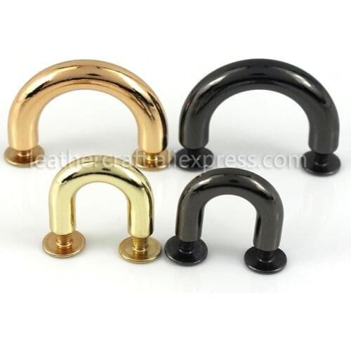 2pcs Metal D-ring Bag Bag Connector Anchor Buckles Arch Bridge with Screws Hanger Hooks Bags Belts Strap Leather Crafts 2 Sizes