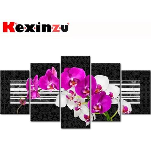 5pcs Full Square/Round Drill 5D DIY Diamond Painting Cross Stitch"Flower" Multi-picture Combination Embroidery 5D Decor Home