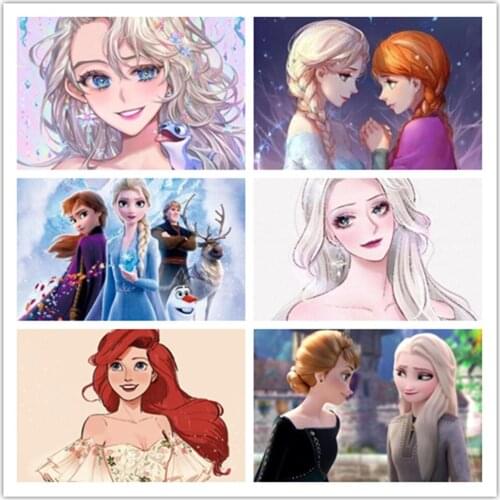 5D Disney Cartoon Princess Diamond Painting Mosaic Frozen Elsa Diamond Embroidery Full Squareround Cross Stitch Kits Home Decor