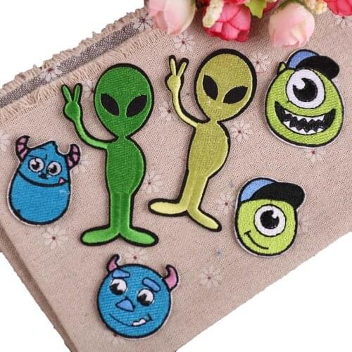 1PCS Alien UFO Cartoon Patches Sticker For Clothes hats Badge Iron-On Embroidered Appliques DIY accessories biker patches