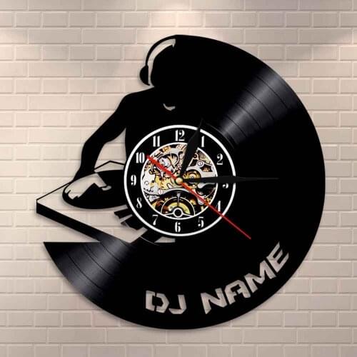 DJ Man Scratch Record Player Music Wall Art Rock n Roll DJ Gift Home Decor DJ Wall Clock Custom Name Vinyl Record Wall Clock