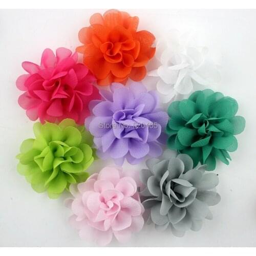 New Arrival hair accessories chiffon flowers for hair band 18 colors Multi-layer cloth flower shoes fabric rose 100PCS