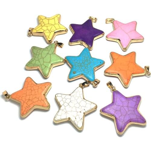 Wholesale Synthesis Turquoises Pendant Charms Fashion Natural Stone Pendants for Jewelry Making DIY Fit Necklace Size 40x45mm