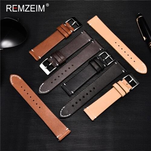 Genuine Leather Watchband 16 18 20 22 24mm Wrist Watch Strap High Quality Brown Black Quick release Watchbands Bracelet Belt