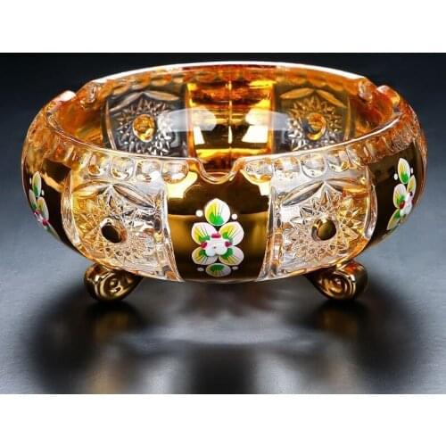 European Luxury Crystal Glass Ashtray Creative Enamel Multi-Functional Family Living Room Ashtrays Boyfriend Gift