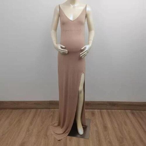 Super Stretch Robe Modal Side Split Maternity Dress Pregnancy Slip Gown Photo Shoot for Woman Photography Prop Baby Shower Gift