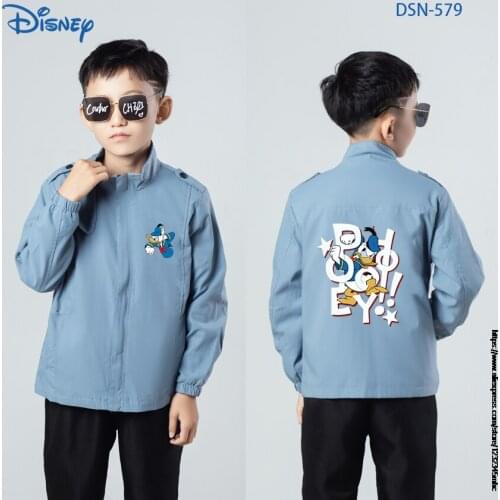 Disney Spring Cardigan Long Sleeve Jacket Stand Collar Outdoor Slim Mickey Duck Kids Fashion Clothing Coat