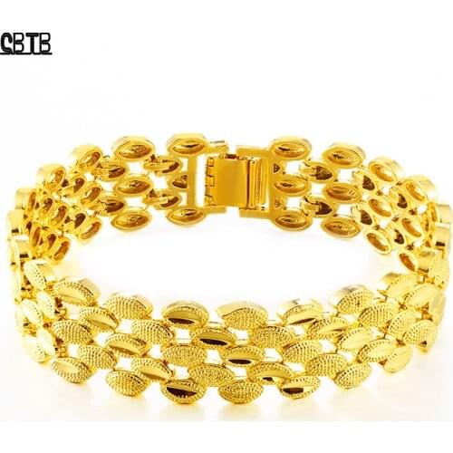 High Quality Gold Oval Fashion Mens Bracelet Middle East Muslim Wedding Holiday Gift Luxury Jewelry Accessories Wholesale