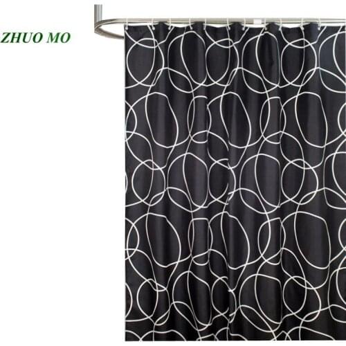 ZHUO MO Upgrade Black circle Style Bathroom Shower Curtain Thick Waterproof Polyester Mildew Proof Bath Tub Curtain with Hooks