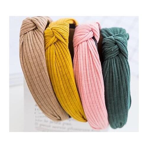 Solid Style Elastic Lady Hairband Top Knot Turban Female Knotted Headband HeadWrap Hair Accessories for Women bandana