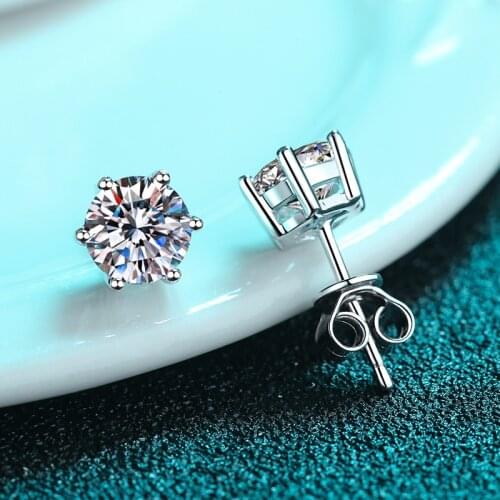 BOEYCJR 925 Silver 0.5/1ct D color Moissanite VVS Fine Jewelry Diamond Stud Earring With national certificate for Women Gift