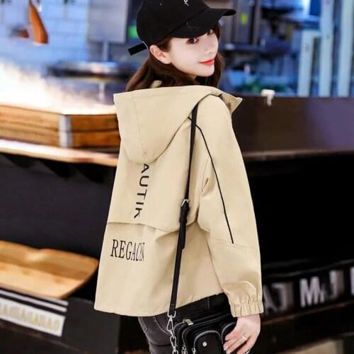 Women Windbreakers With Lining 2021 Spring Autumn Short Jacket Coat Female Plus size Loose Outwear Student Casual Hooded Jackets