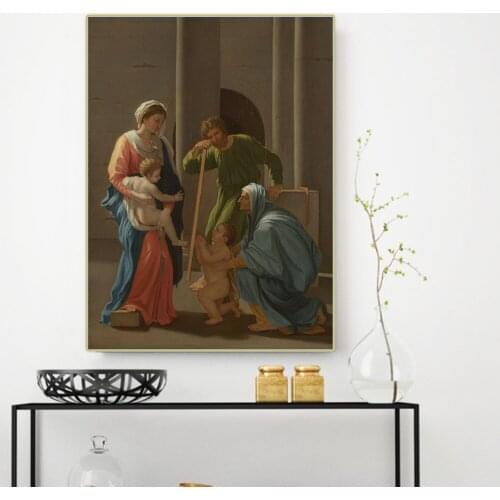 Citon Nicolas Poussin《The Holy Family with Saints Elizabeth and John the Baptist》Canvas Oil Painting Wall Decor Home Decoration