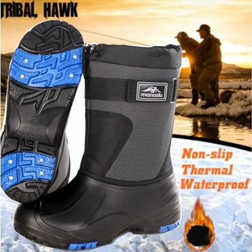 Winter Snow Boots Warm Non-slip Outdoor Working Hiking Hunting Shoes Thermal Velvet Fishing Waders Waterproof with Steel Nails