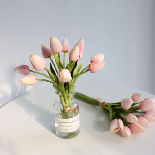 1 Bouquet Artificial Tulip Charming Diy Faux Leather Wedding Props Fake Flower Bouquet Take Pictures