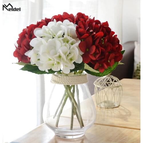 1Pcs Big Hydrangea Artificial Silk Flowers Branch Fake Flower Hydrangea Wedding Back Road Scene Home Accessories Imitation Flore