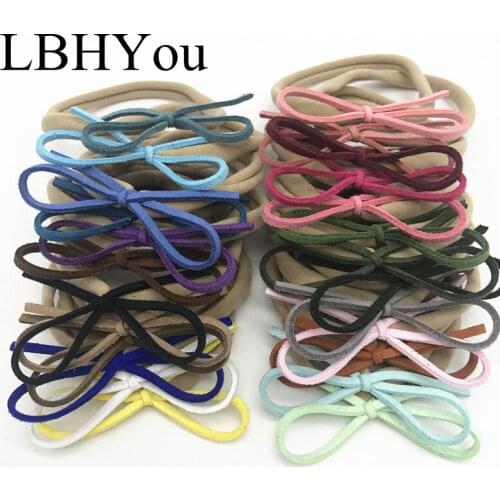 12pcs Felt Bows Nylon Headbands Elastic Skinny Stretchy Bowknot Nylon Head Bands Newborn Baby Traceless Hair Accessories