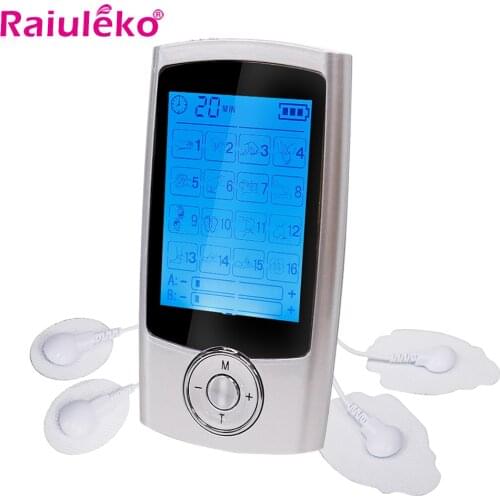 2 Channel Tens Massager Pulse Digital Therapy Massager 16 Modes EMS Muscle Stimulator Fat Burner Pain Relief Electrostimulator