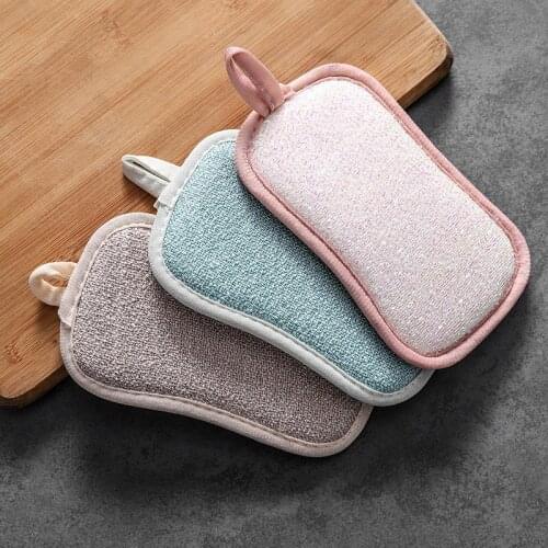 3 Kitchen Cleaning Double Sided Highly Efficient Scouring Pad Dish Cloth Wipers Rags Decontamination Dish Towels Cleaning Tools